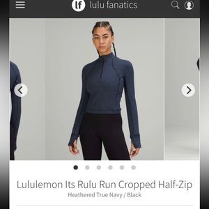 Lululemon Athletica Rulu run half zip cropped